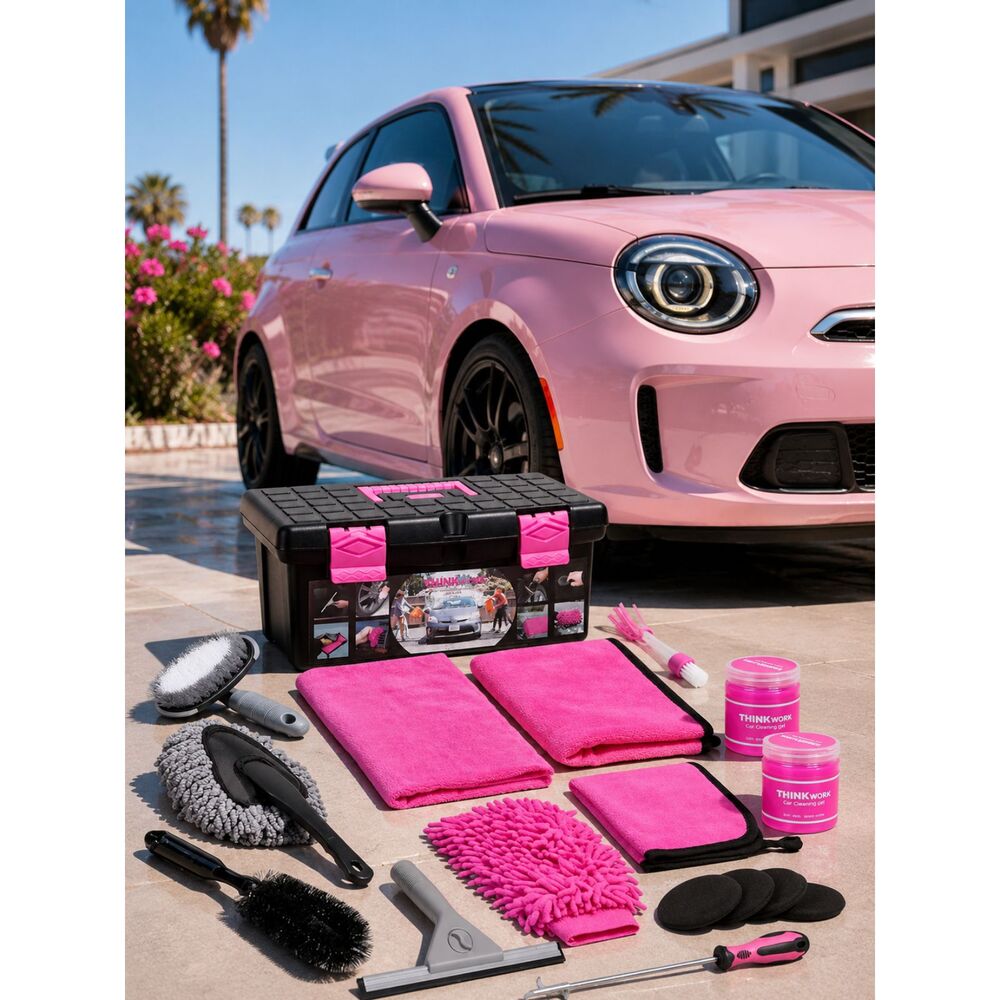 Pink Car Detailing Kit Accessories Wash NEW